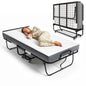Keelian 75"x46" Rollaway Folding Bed on wheels with Memory Foam Mattress, Sturdy Metal Frame Portable Space-Saving Hideaway Guest Bed for Adults, Small Apartment